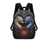 sinyumoney Twin Dragon Art Deco Mochila Escolar Ligera E Informal Para El Día A Día, Ideal Para La Escuela, El Trabajo O Los Viajes 17inch