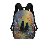 sinyumoney Two Black Cats in A Flower Field Mochila Escolar Infantil Impresa En 3D Para Niños, Mochila De Viaje De Alta Capacidad, Mochilas Para Libros De 17 Pulgadas Para Niños