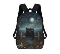 sinyumoney Two Black Cats Under Moonlight Mochila Escolar Ligera Para El Colegio, Mochila Escolar De Día, Mochila Para Libros Para Hombres, Mujeres Y Adolescentes 17inch