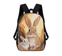 sinyumoney Two Bunnies in A Meadow Mochila Escolar Infantil De Moda Informal Mochilas Infantiles Impresas En 3D Mochila Grande Para Niño 17inch