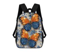 sinyumoney Two Butterflies on Floral Tile Background Mochilas Para Niños Y Estudiantes, Mochilas Escolares Impresas En 3D, Mochilas Para Estudiantes De Primaria Y Secundaria Para Niños Y Niñas 17inch