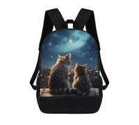 sinyumoney Two Cats Gazing Night Sky Mochila Escolar, Bolso De Negocios, Bolso Para Portátil Resistente Para Niñas Y Adolescentes 17inch