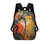 sinyumoney Two Cats in Jungle Art Print Mochila Escolar Impresa En 3D 17inch Mochila Escolar Infantil Mochilas De Viaje Mochila Informal De Moda Para Niños Y Estudiantes