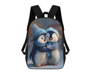 sinyumoney Two Cute Penguins Hugging in Winter Mochilas Infantiles Mochila Escolar Mochila Impresa En 3D Para Niños Mochilas De Viaje Bolsas Para Libros Mochila Escolar Para Niños 17inch