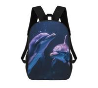 sinyumoney Two Dolphins Underwater Mochila Escolar Mochilas Escolares Para Niñas Y Niños Mochila Con Bolsillo Mochila Escolar De Moda Mochila Infantil 17inch
