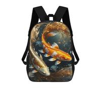 sinyumoney Two Fish in Harmony Mochila Con Bolsillo Mochilas Impresas En 3D, Mochilas De Viaje, Mochilas Para Libros, Mochila Escolar Para Niños 17inch