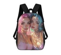 sinyumoney Two Girls with Pink And Blue Hair Mochila Mochila Informal Mochila De Día Escuela Trabajo Viajes Bolsa Para Hombres/Mujeres 17inch