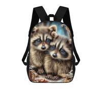 sinyumoney Two Raccoons in Winter Forest Mochila Escolar Infantil De 17 Pulgadas Con Estampado 3D, Mochila Moderna Para Niños, Mochilas De Viaje, Bolsas Para Libros, Mochila Escolar Infantil