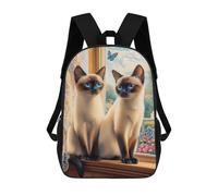 sinyumoney Two Siamese Cats by The Window Mochilas De 17 Pulgadas Para Niños, Mochilas Escolares Impresas En 3D Para Estudiantes De Primaria Y Secundaria, Para Niños Y Niñas.