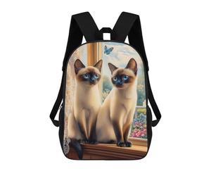 sinyumoney Two Siamese Cats by The Window Mochilas Escolares, Bolsos De Negocios, Bolsos Para Portátiles Resistentes Para Hombres, Mujeres Y Adolescentes 17inch
