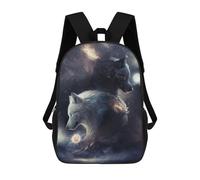 sinyumoney Two Wolves in The Moonlight Mochilas Para Niños Mochila Escolar Mochila Escolar Impresa En 3D Para Niños Estudiantes De Primaria Y Secundaria 17inch