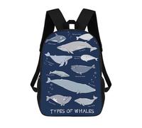 sinyumoney Types of Whales Fishes Mochila Escolar Ligera E Informal Para Adolescentes, Niños, Mujeres Y Hombres 17inch