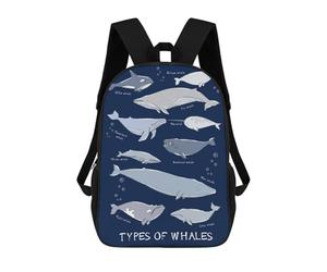 sinyumoney Types of Whales Fishes Mochila Infantil, Mochila Escolar Infantil, Mochilas Escolares Impresas En 3D Para Niños Y Estudiantes Adolescentes 17inch