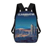 sinyumoney Ulaanbaatar Mongolia Cityscape at Night Mochila Escolar Para Niños Mochila Escolar Impresa En 3D Mochila Escolar De Moda Para Niños De Primaria Y Secundaria 17inch