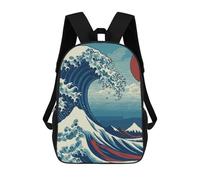 sinyumoney Under The Wave Kanagawa Mochilas Infantiles Impresas En 3D, Mochilas De Moda Informales, Mochilas De Viaje Bonitas, Mochilas Informales Para Exteriores Para Niños Y Niñas 17inch