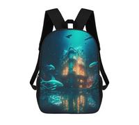 sinyumoney Underwater Castle with Sharks Mochilas Para Niños Mochila Escolar Mochila Escolar Impresa En 3D Para Niños Estudiantes De Primaria Y Secundaria 17inch
