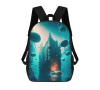 sinyumoney Underwater Cityscape with Car Mochilas Para Niños Mochila Escolar Mochila Escolar Impresa En 3D Para Niños Estudiantes De Primaria Y Secundaria 17inch
