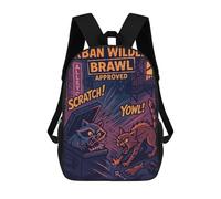 sinyumoney Urban Wildlife Brawl Cartoon Illustration Mochila Escolar/de Negocios, Resistente, Para Portátil, Para Adolescentes, Chicos, Mujeres Y Hombres 17inch