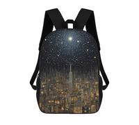 Sinyumoney Valentines Day Love Mochila escolar de moda, mochila impermeable e informal para niños/niñas/adolescentes, Night Cityscape With Stars, 17"