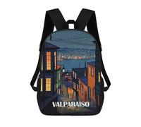 sinyumoney Valparaiso Chile Night Cityscape Art Mochila Escolar Mochila Para Niños Impresa En 3D Mochilas Infantiles Para Niños Y Niñas Mochilas Escolares Mochilas De Viaje Para Niños 17inch