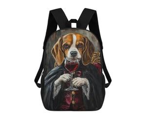 sinyumoney Vampire Beagle with Wine Glass Mochila Escolar Infantil Impresa En 3D 17inch Mochilas De Moda Para Niños De Primaria Y Secundaria