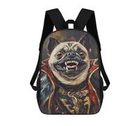 sinyumoney Vampire Pug Art Print-2 Mochilas Infantiles Mochila Escolar Impresa En 3D Para Niños Mochilas De Viaje Bolsas Para Libros Para Niños 17inch Mochila Escolar
