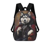 sinyumoney Vampire Wolf with Wine Glass Mochila Escolar De 17 Pulgadas Para Adolescentes, Con Estampado 3D, Ajustable Y Con Bolsillos, Ideal Para Niños, Niñas Y Estudiantes.