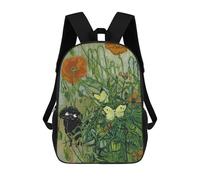 sinyumoney Van Gogh Poodle Butterfly Poppy Art Mochila Escolar Para Ordenador, Para El Colegio/trabajo/viajes Para Niñas, Niños Y Adolescentes 17inch