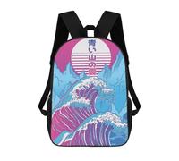 sinyumoney Vaporwave Fuji Great Wave Mochilas Para Niños Y Estudiantes, Mochilas Escolares Impresas En 3D, Mochilas Para Estudiantes De Primaria Y Secundaria, Mochilas Para Niños Y Niñas 17inch