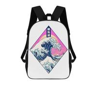 sinyumoney Vaporwave Great Wave Mochila Infantil Con Impresión 3D, Mochila Escolar Para Niños, Mochila Informal Divertida Para Niños Y Adolescentes 17inch