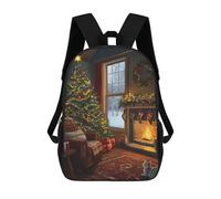 Sinyumoney Vetheuil Church in Winter Mochila escolar de gran formato, ligera e informal - ideal para viajes, trabajo y uso diario, Christmas Fireplace, 17"