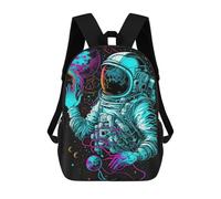 sinyumoney Vibrant Astronaut Art Print Mochila Escolar Para Niños De 17 Pulgadas, Mochila Informal De Viaje Para Niños Y Niñas, Mochila De Gran Capacidad Para El Día A Día 17inch