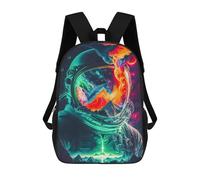 sinyumoney Vibrant Astronaut Helmet Artwork Mochila Escolar Para Niños Y Niñas, Mochila Informal De Viaje, Mochila De Gran Capacidad Para El Día A Día 17inch