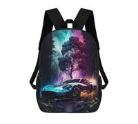 sinyumoney Vibrant Car in Forest Mochila Escolar Resistente Al Agua, Mochila De Viaje, Bolsa Para Computadora Para La Escuela/trabajo/viajes 17inch
