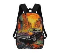 sinyumoney Vibrant Cityscape with Classic Car -1 Mochila Escolar Para El Trabajo, Negocios, Universidad, Escuela Para Hombres/mujeres 17inch