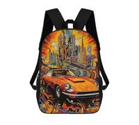 sinyumoney Vibrant Cityscape with Classic Car Mochila Escolar Grande Para Niños, Niñas, Adolescentes, Hombres Y Mujeres 17inch