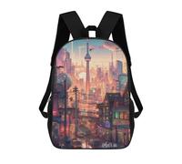sinyumoney Vibrant Cityscape with Tower Mochila Escolar Infantil Impresa En 3D Para Niños, Mochilas De Viaje De Alta Capacidad, Bolsas Para Libros, Mochila Escolar Infantil 17inch