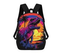 sinyumoney Vibrant Dinosaur Sunset Art Print Mochila Infantil Para Niñas, Mochila Escolar 3D, Mochila Para Niños Pequeños, Mochila Informal De Día, Mochila Escolar De Moda 17inch