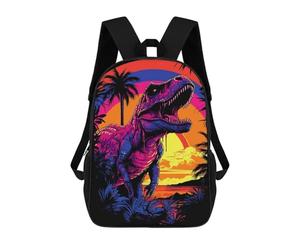 sinyumoney Vibrant Dinosaur Sunset Art Print Mochila Infantil Para Niñas, Mochila Escolar 3D, Mochila Para Niños Pequeños, Mochila Informal De Día, Mochila Escolar De Moda 17inch