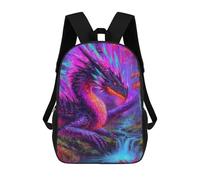 sinyumoney Vibrant Dragon in Fantasy Forest Mochilas Escolares Impresas En 3D, Mochila Escolar Informal Para Niños, Mochila Escolar De Moda Para Estudiantes De Secundaria 17inch