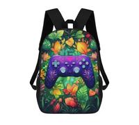 sinyumoney Vibrant Floral Game Controller Artwork Mochila Escolar Para Niños De 17 Pulgadas, Mochila Informal De Viaje Para Niños Y Niñas, Mochila De Gran Capacidad Para El Día A Día 17inch