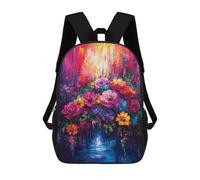 sinyumoney Vibrant Floral Painting Mochilas Informales Para Niños, Mochila Escolar Para Adolescentes, Niñas Y Niños, Mochilas Para Libros 17inch