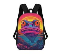 sinyumoney Vibrant Frog Sunset Illustration Mochila Escolar Mochilas Escolares Para Niñas Y Niños Mochila Con Bolsillo Mochila Escolar De Moda Para Niños 17inch