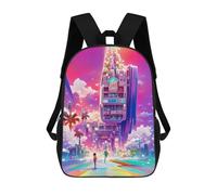 sinyumoney Vibrant Future Cityscape -2 Mochila Escolar Para Niños Y Niñas, Mochila Informal De Viaje, Mochila De Gran Capacidad Para El Día A Día 17inch