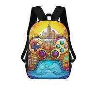 sinyumoney Vibrant Game Controller Artwork Mochila Escolar Impresa En 3D Para Niños Y Niñas, Mochila Escolar, Mochila De Viaje Para Niños 17inch