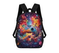 sinyumoney Vibrant Gaming Controller Artwork -100 Mochila Escolar Para Niños, Mochila Escolar Impresa En 3D Para Estudiantes De Primaria Y Secundaria 17inch