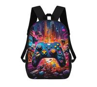 sinyumoney Vibrant Gaming Controller Artwork -124 Mochila Escolar Impresa En 3D Para Niños Y Niñas, Mochila Para Portátil Para Niños/estudiantes/adultos 17inch