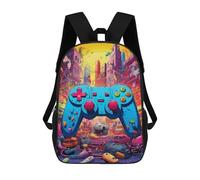 sinyumoney Vibrant Gaming Controller Artwork -19 Mochila Escolar Impresa En 3D Para Niños Y Niñas, Mochila Para Portátil Para Niños/estudiantes/adultos 17inch
