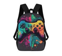 sinyumoney Vibrant Gaming Controller Artwork -2 Mochila Infantil, Mochila Escolar Impresa En 3D, Mochila Para Niños Y Niñas, Mochila Escolar Ajustable Para La Escuela Primaria 17inch