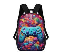 sinyumoney Vibrant Gaming Controller Artwork -36 Mochila Escolar Para Niños De 17 Pulgadas, Mochila Informal De Viaje Para Niños Y Niñas, Mochila De Gran Capacidad Para El Día A Día 17inch